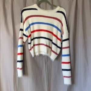 Fuzzy color block sweater